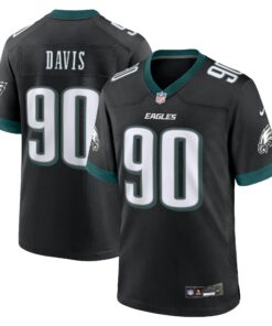 Men's Philadelphia Eagles Davis Black Alternate Game Jersey JS4712 nicesnker