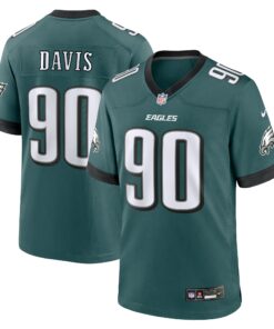 Men's Philadelphia Eagles Davis Midnight Green Team Game Jersey JS9107 nicesnker