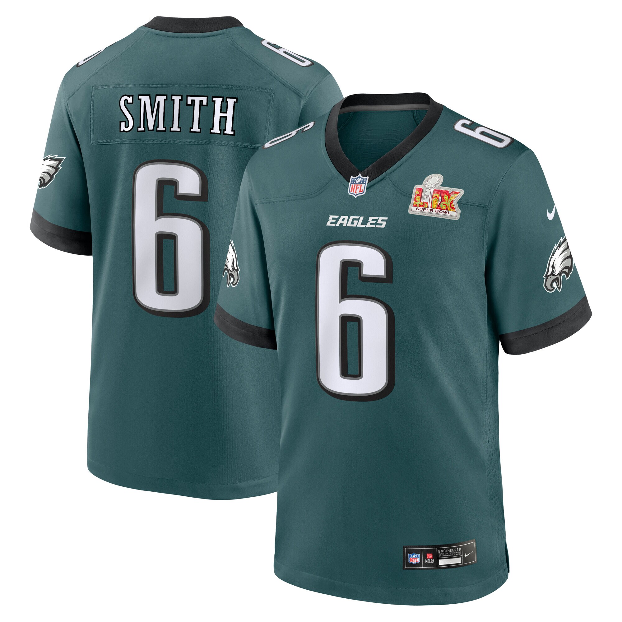Men's Philadelphia Eagles DeVonta Smith Midnight Green Super Bowl LIX Game Player Jersey JS3379 nicesnker