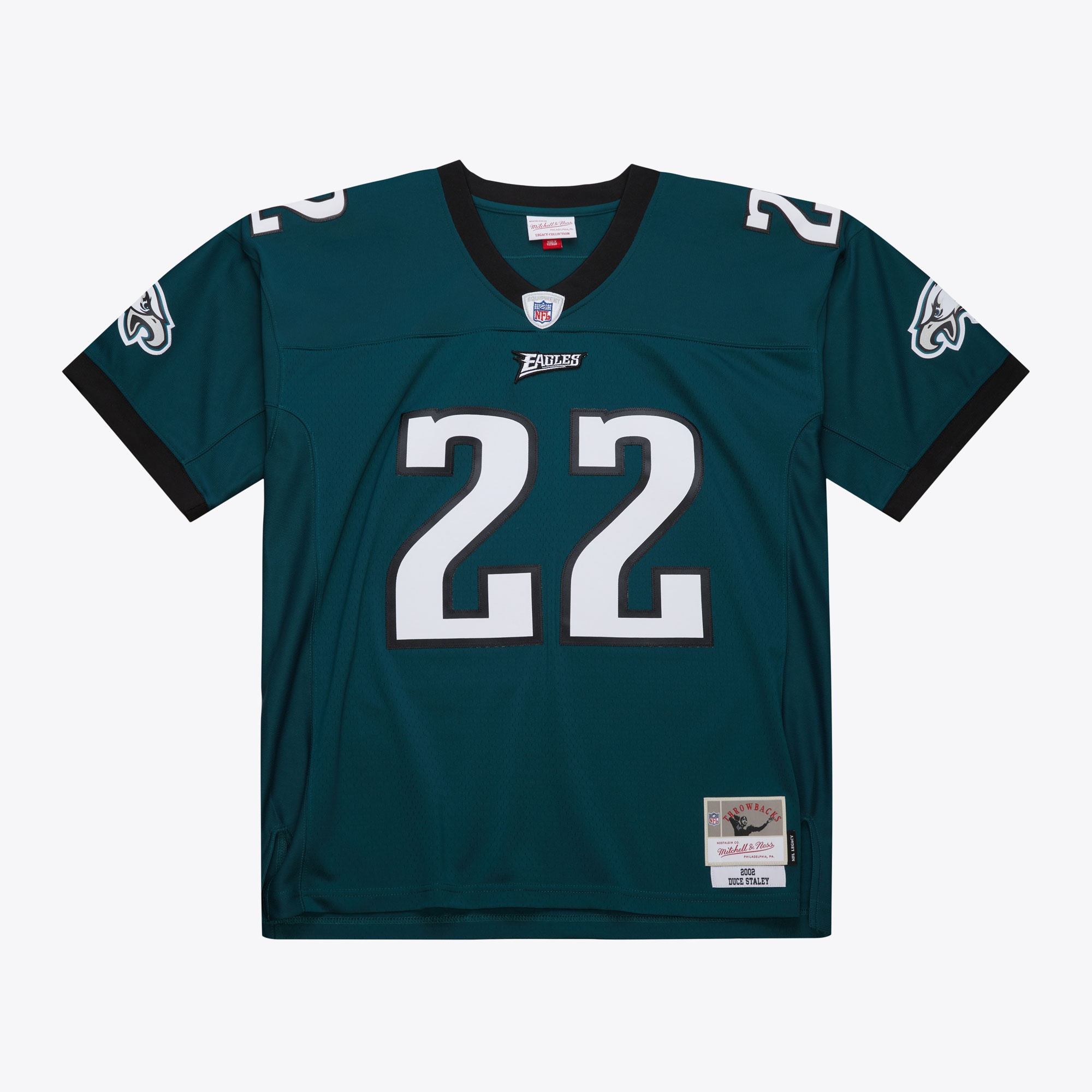 Men's Philadelphia Eagles Duce Staley Mitchell & Ness Midnight Green 2002 Legacy Jersey JS7758 nicesnker