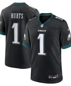 Men's Philadelphia Eagles Jalen Hurts Black Alternate Game Jersey JS2963 nicesnker