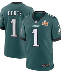 Men's Philadelphia Eagles Jalen Hurts Midnight Green Super Bowl LIX Game Player Jersey JS1550 nicesnker