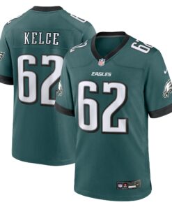 Men's Philadelphia Eagles Jason Kelce Midnight Green Team Game Jersey JS5593 nicesnker