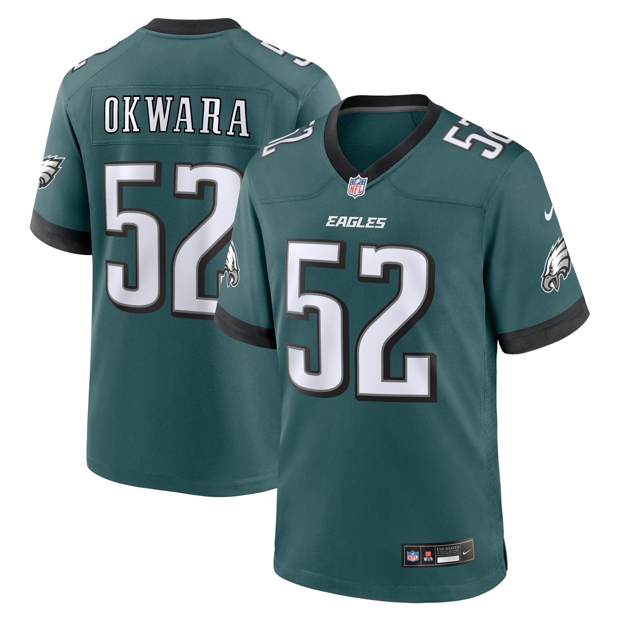 Men's Philadelphia Eagles Julian Okwara Midnight Green Game Jersey JS1949 nicesnker
