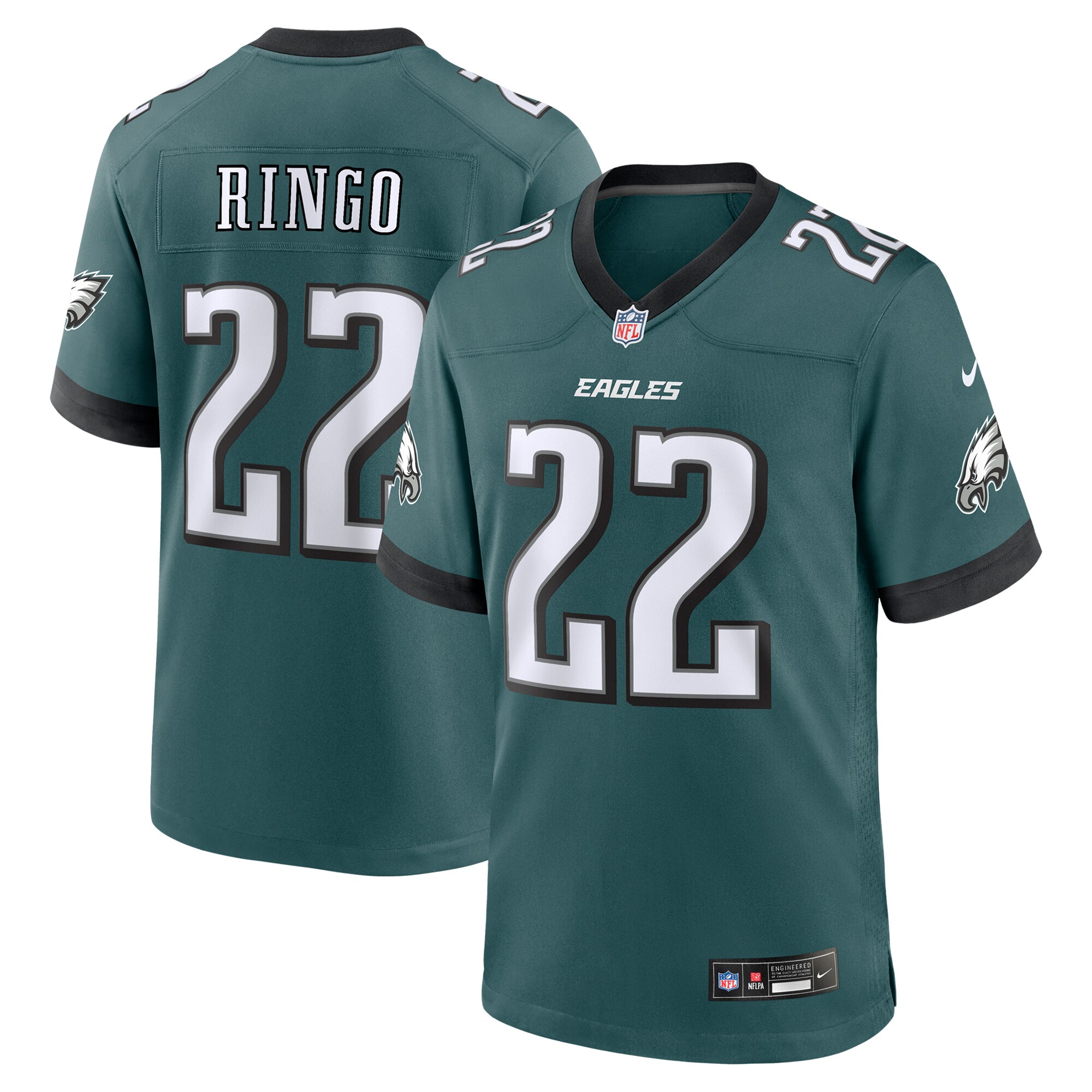 Men's Philadelphia Eagles Kelee Ringo Midnight Green Team Game Jersey JS1526 nicesnker