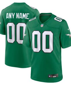 Men's Philadelphia Eagles Kelly Green Alternate Custom Game Jersey JS3442 nicesnker