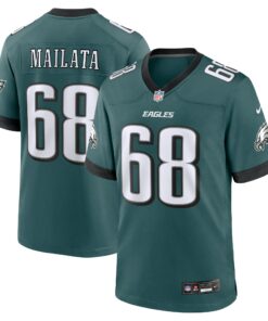 Men's Philadelphia Eagles Mailata Midnight Green Team Game Jersey JS3479 nicesnker
