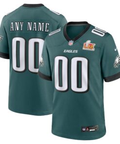 Men's Philadelphia Eagles Midnight Green Super Bowl LIX Custom Game Jersey JS9329 nicesnker