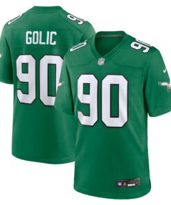 Men's Philadelphia Eagles Mike Golic Kelly Green Alternate Game Jersey JS7820 nicesnker