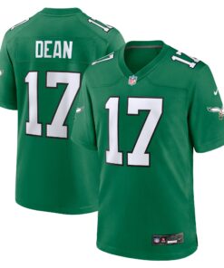 Men's Philadelphia Eagles Nakobe Dean Kelly Green Alternate Game Jersey JS1496 nicesnker