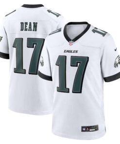 Men's Philadelphia Eagles Nakobe Dean White White Game Jersey JS9124 nicesnker
