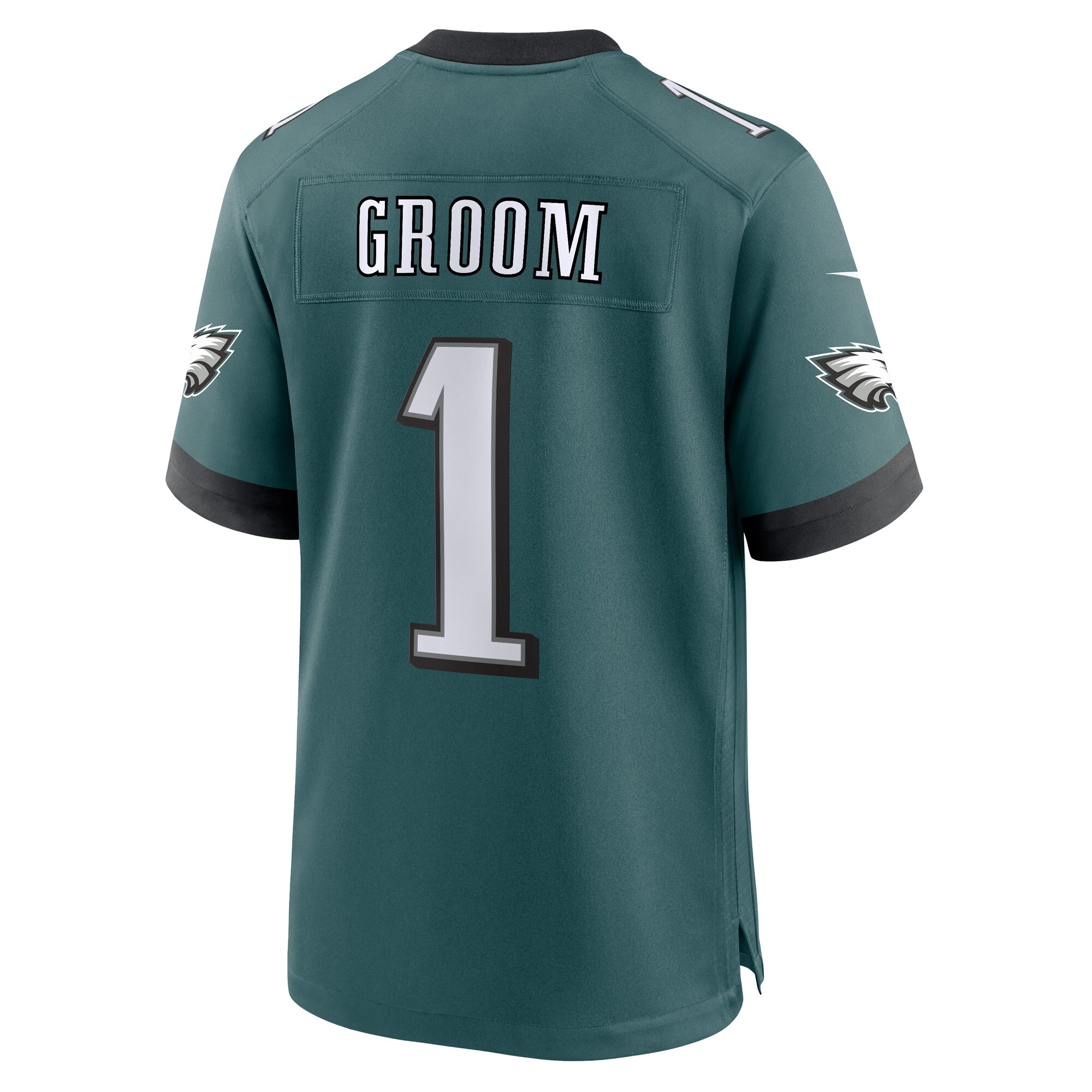 Men's Philadelphia Eagles Number 1 Groom Midnight Green Game Jersey JS1466 nicesnker - Image 3