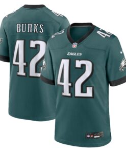 Men's Philadelphia Eagles Oren Burks Midnight Green Game Jersey JS4727 nicesnker