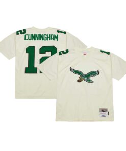 Men's Philadelphia Eagles Randall Cunningham Mitchell & Ness Cream Chainstitch Legacy Jersey JS4346 nicesnker