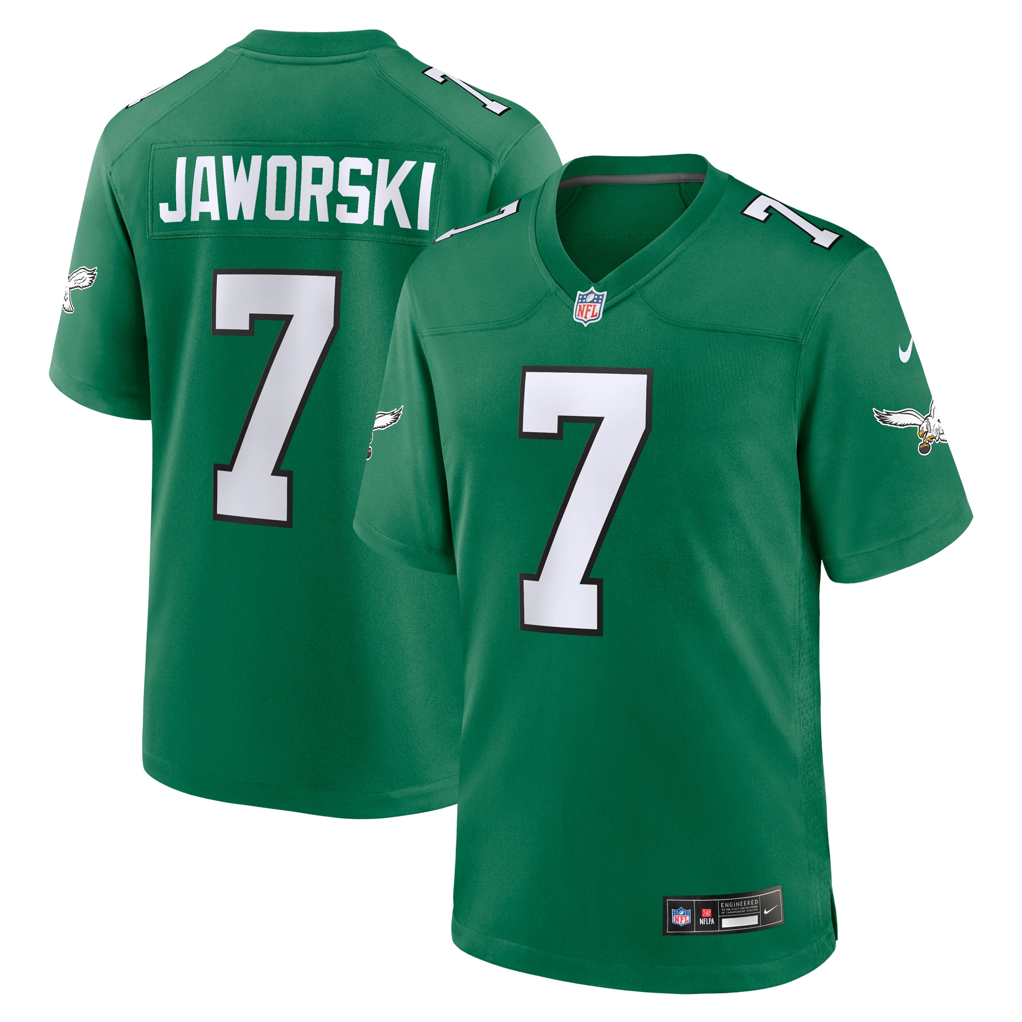 Men's Philadelphia Eagles Ron Jaworski Kelly Green Alternate Game Jersey JS5569 nicesnker
