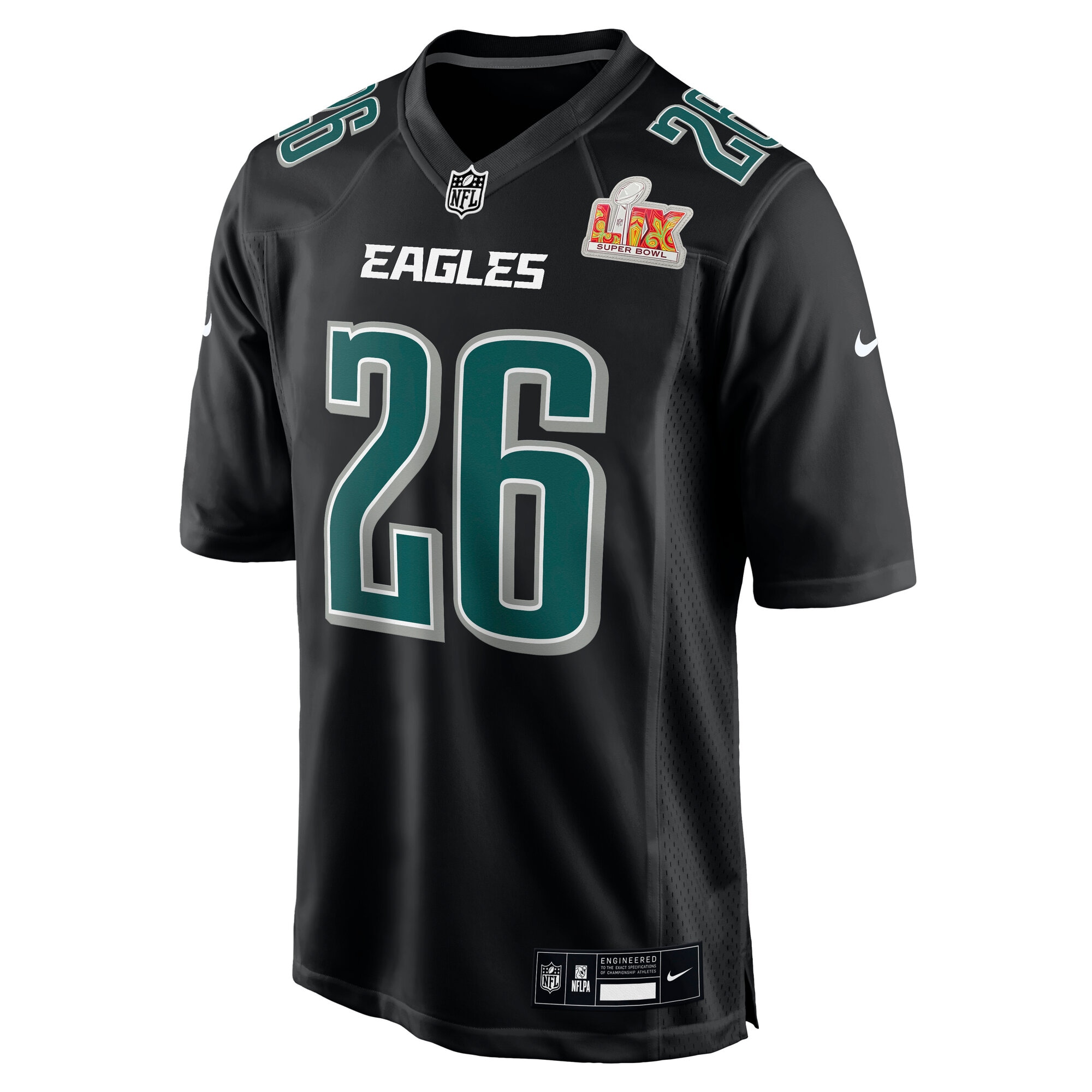 Men's Philadelphia Eagles Saquon Barkley Carbon Black Super Bowl LIX Fashion Game Player Jersey JS7516 nicesnker - Image 2
