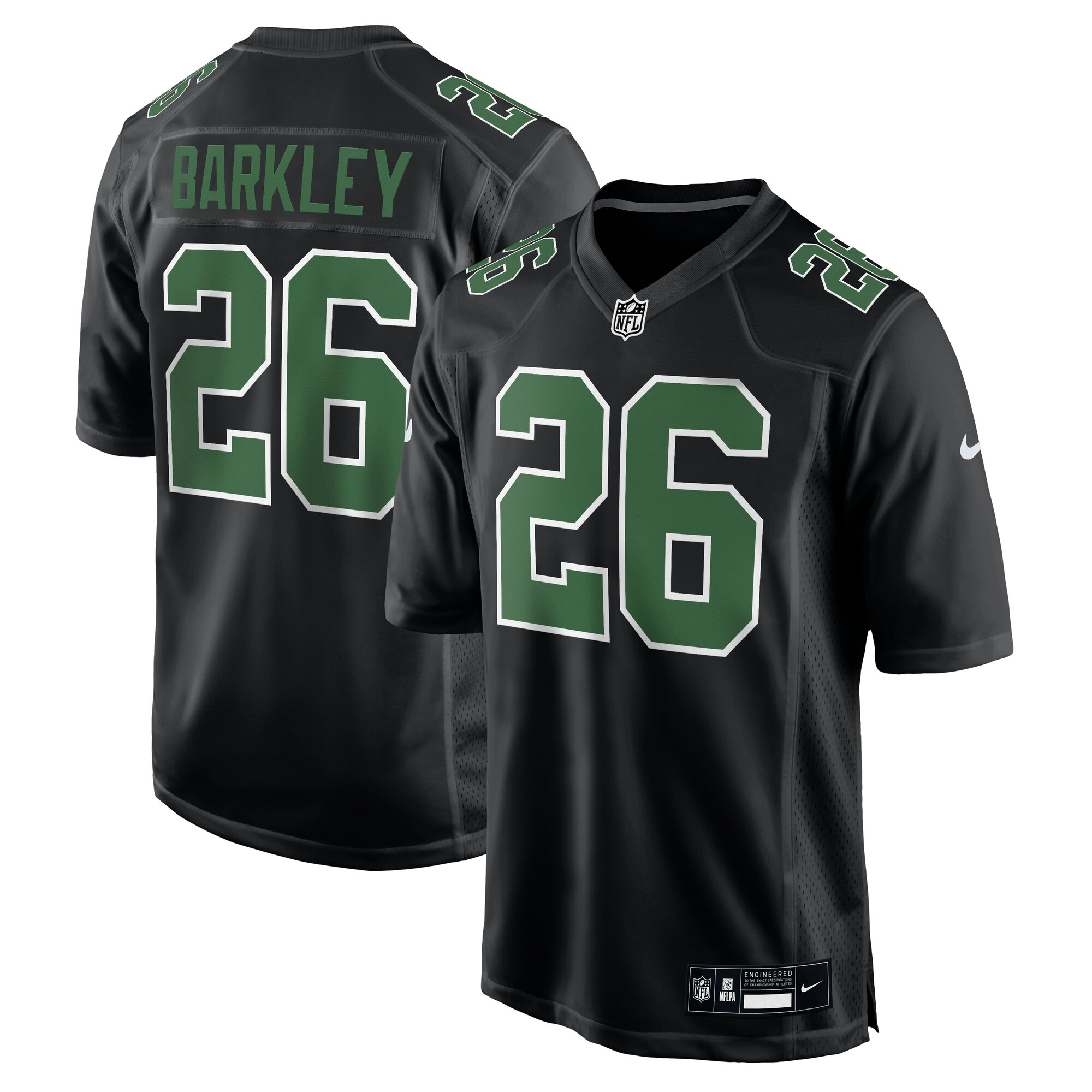 Men's Philadelphia Eagles Saquon Barkley Carbon Black/Kelly Green Fashion Game Jersey JS6479 nicesnker