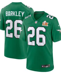 Men's Philadelphia Eagles Saquon Barkley Kelly Green Super Bowl LIX 2nd Alternate Game Jersey JS5892 nicesnker