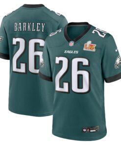 Men's Philadelphia Eagles Saquon Barkley Midnight Green Super Bowl LIX Game Player Jersey JS1787 nicesnker