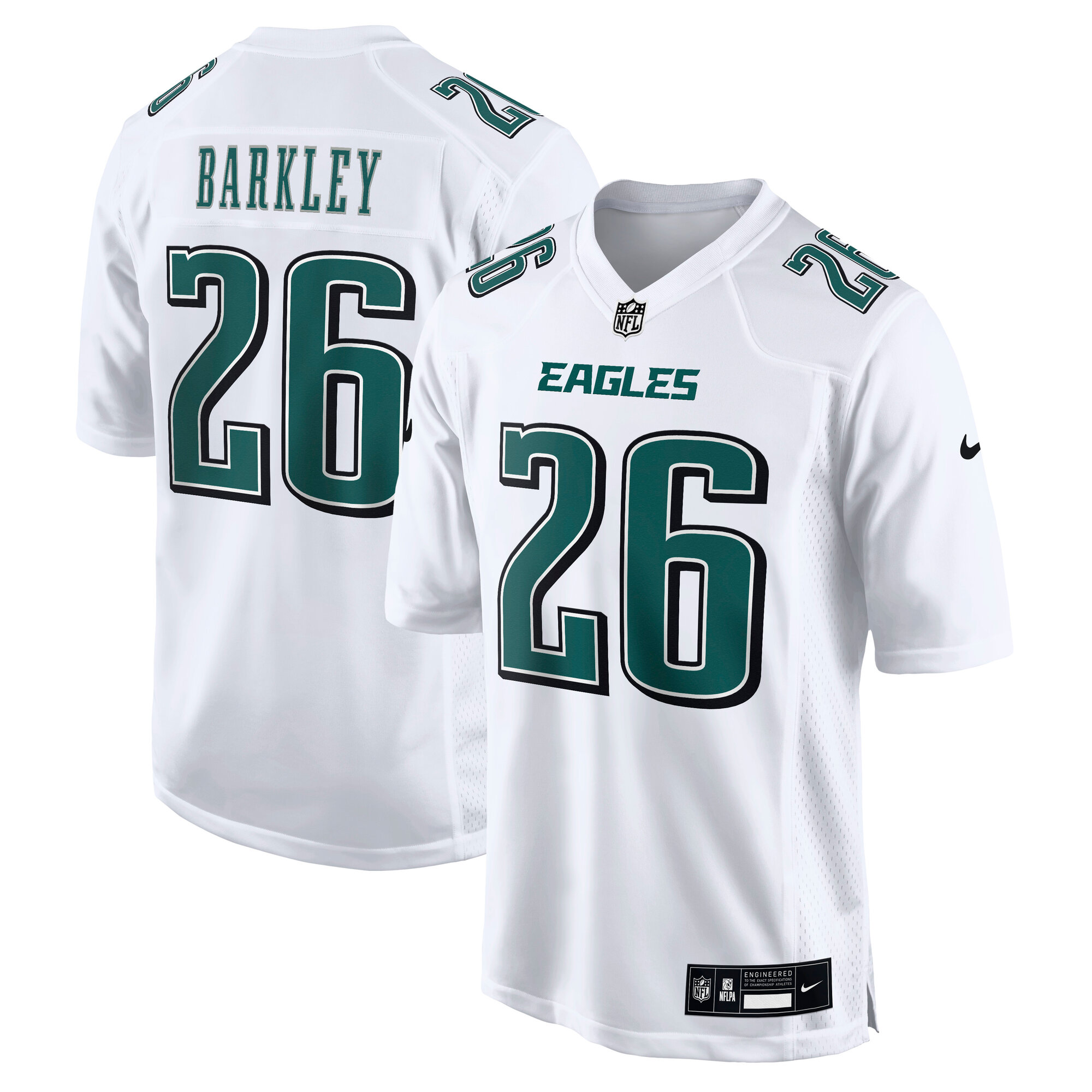 Men's Philadelphia Eagles Saquon Barkley Tundra White Fashion Game Jersey JS6176 nicesnker