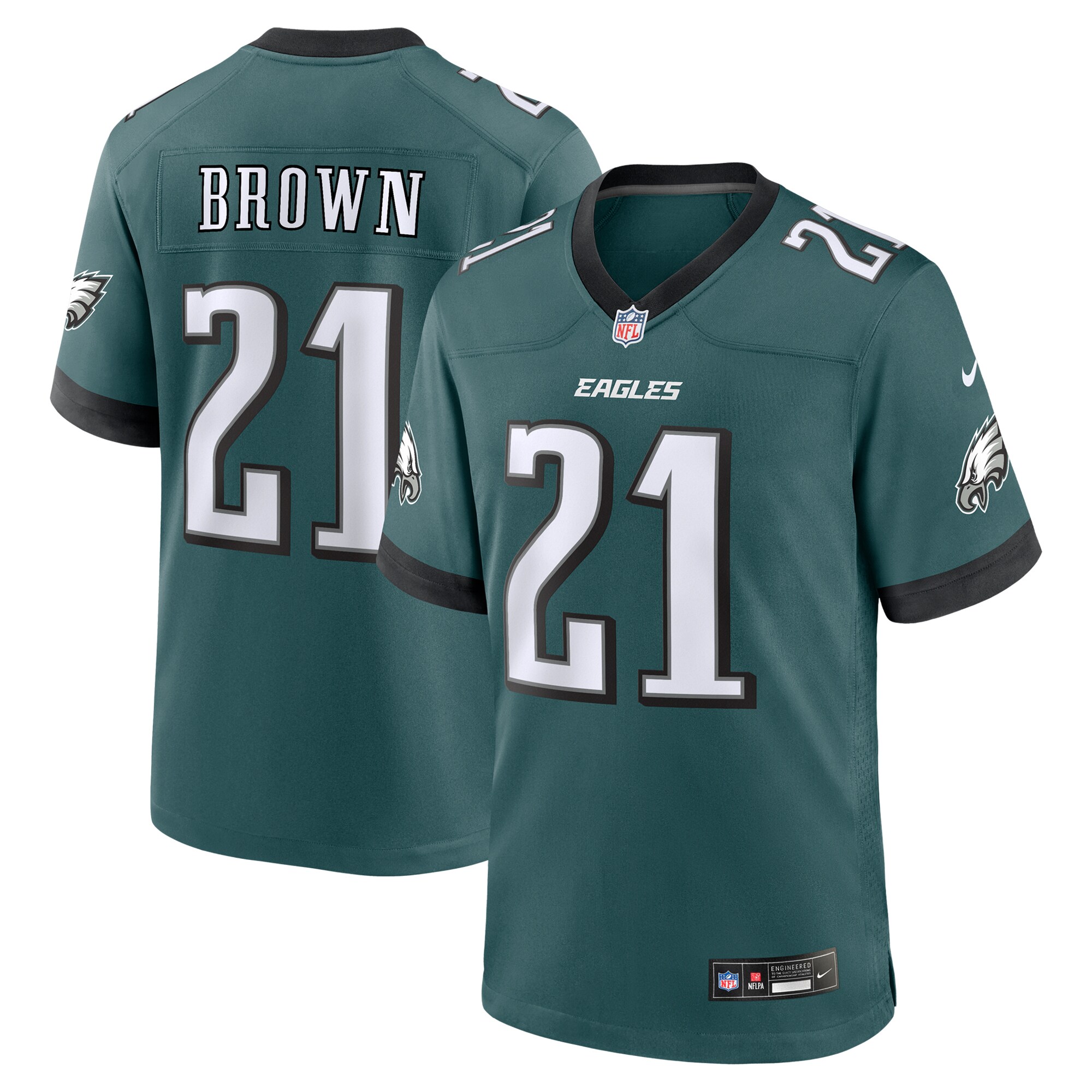 Men's Philadelphia Eagles Sydney Brown Midnight Green Team Game Jersey JS2170 nicesnker