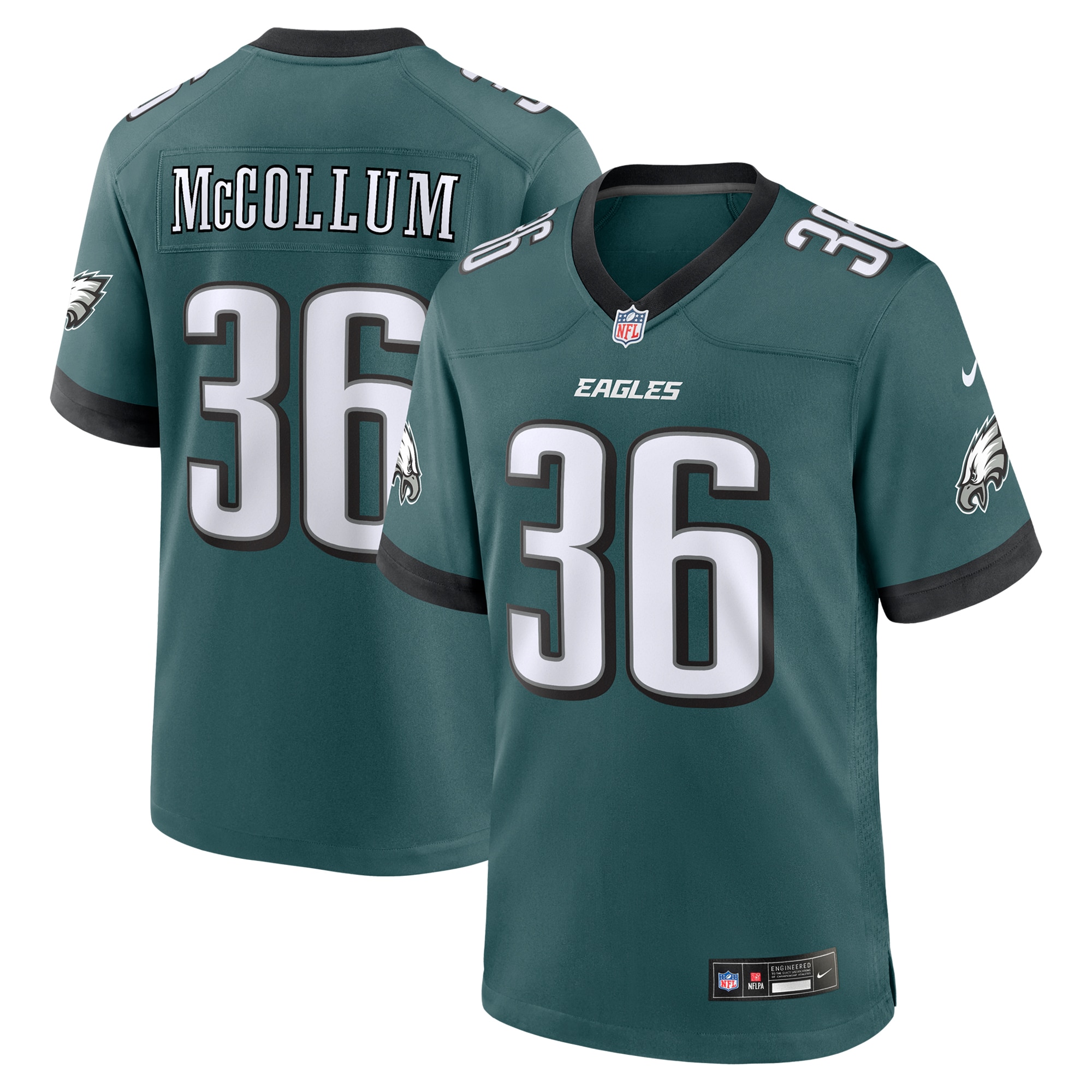 Men's Philadelphia Eagles Tristin McCollum Midnight Green Team Game Jersey JS6337 nicesnker