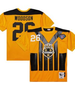 Men's Pittsburgh Steelers 1994 Rod Woodson Mitchell & Ness Gold Throwback Retired Player Jersey JS9404 nicesnker