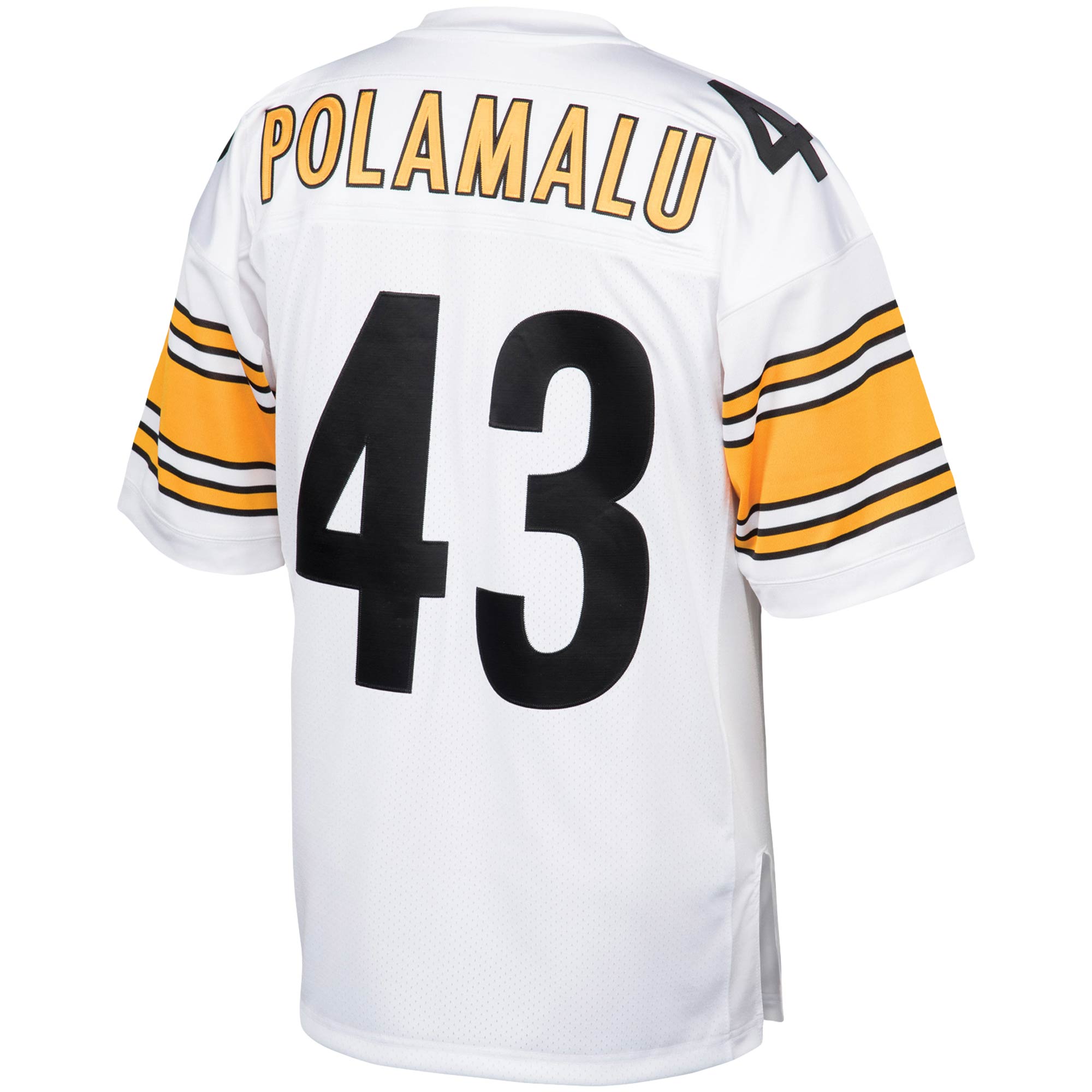 Men's Pittsburgh Steelers 2005 Troy Polamalu Mitchell & Ness White Throwback Retired Player Jersey JS4254 nicesnker - Image 3