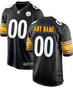 Men's Pittsburgh Steelers Black Custom Game Jersey JS2159 nicesnker