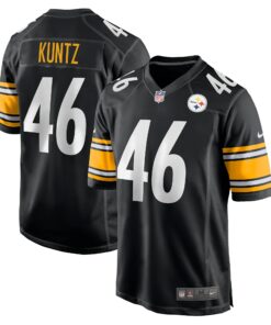 Men's Pittsburgh Steelers Christian Kuntz Black Game Jersey JS7952 nicesnker
