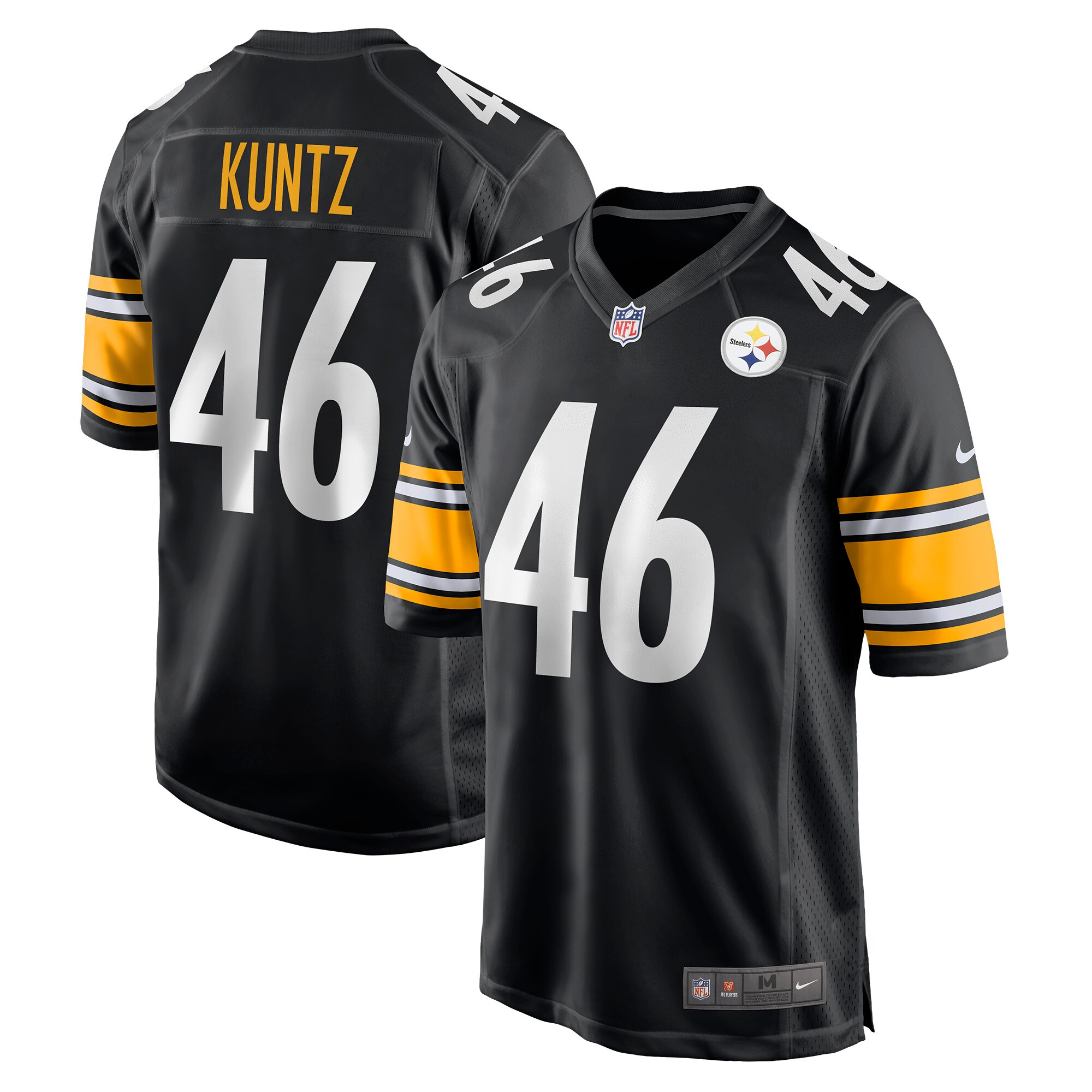 Men's Pittsburgh Steelers Christian Kuntz Black Game Jersey JS7952 nicesnker