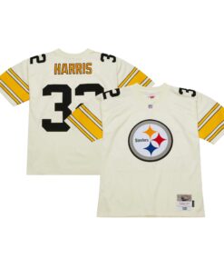 Men's Pittsburgh Steelers Franco Harris Mitchell & Ness Cream Chainstitch Legacy Jersey JS9815 nicesnker