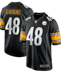 Men's Pittsburgh Steelers Godwin Igwebuike Black Game Jersey JS4027 nicesnker