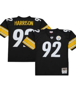 Men's Pittsburgh Steelers James Harrison Mitchell & Ness Black Legacy Jersey JS4860 nicesnker