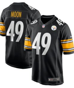 Men's Pittsburgh Steelers Jeremiah Moon Black Game Jersey JS5354 nicesnker