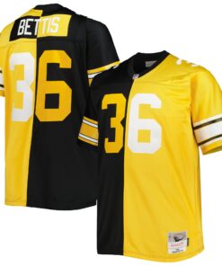 Men's Pittsburgh Steelers Jerome Bettis Mitchell & Ness Black/Gold Big & Tall Split Legacy Retired Player Jersey JS5903 nicesnker