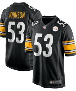Men's Pittsburgh Steelers Kyron Johnson Black Game Jersey JS4626 nicesnker