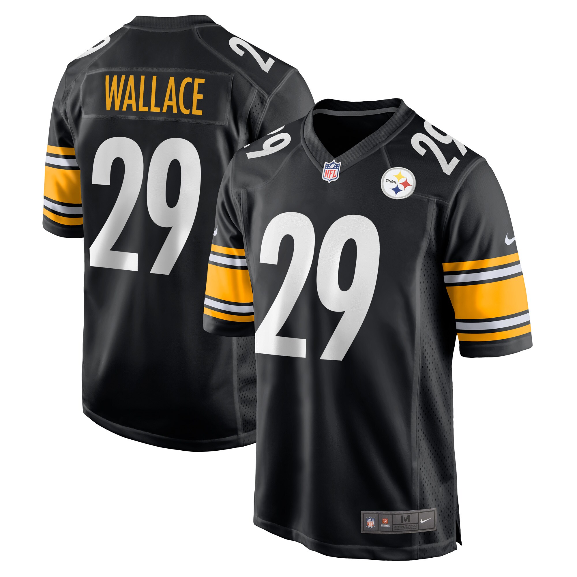 Men's Pittsburgh Steelers Levi Wallace Black Game Player Jersey JS7821 nicesnker