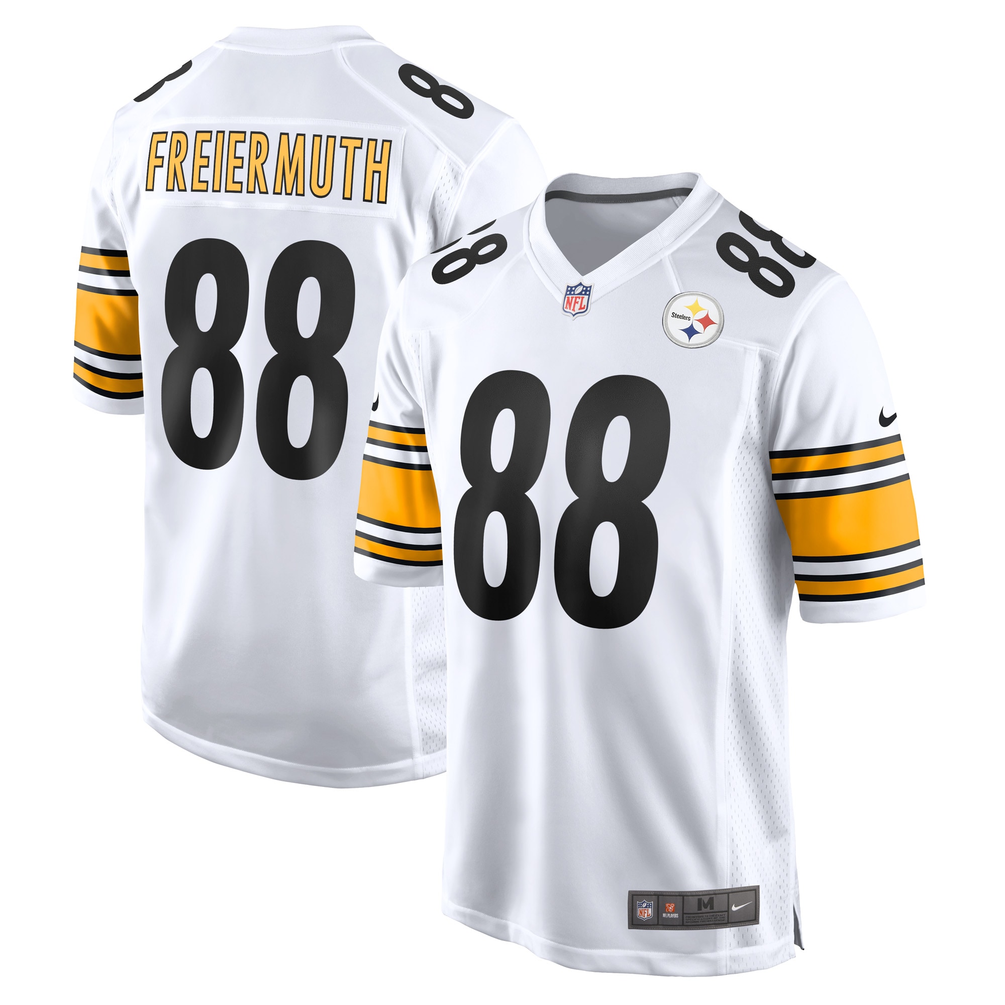 Men's Pittsburgh Steelers Pat Freiermuth White Game Player Jersey JS6111 nicesnker