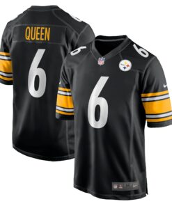 Men's Pittsburgh Steelers Patrick Queen Black Game Jersey JS4035 nicesnker
