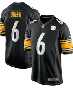 Men's Pittsburgh Steelers Patrick Queen Black Game Player Jersey JS9517 nicesnker
