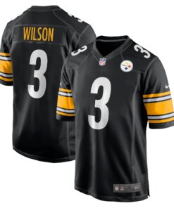 Men's Pittsburgh Steelers Russell Wilson Black Game Jersey JS2824 nicesnker