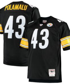 Men's Pittsburgh Steelers Troy Polamalu Mitchell & Ness Black Big & Tall 2005 Retired Player Jersey JS4734 nicesnker