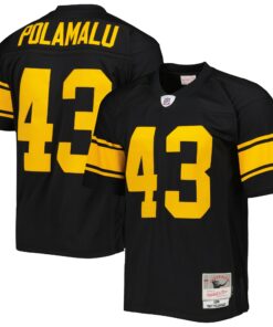 Men's Pittsburgh Steelers Troy Polamalu Mitchell & Ness Black Legacy Jersey JS7669 nicesnker