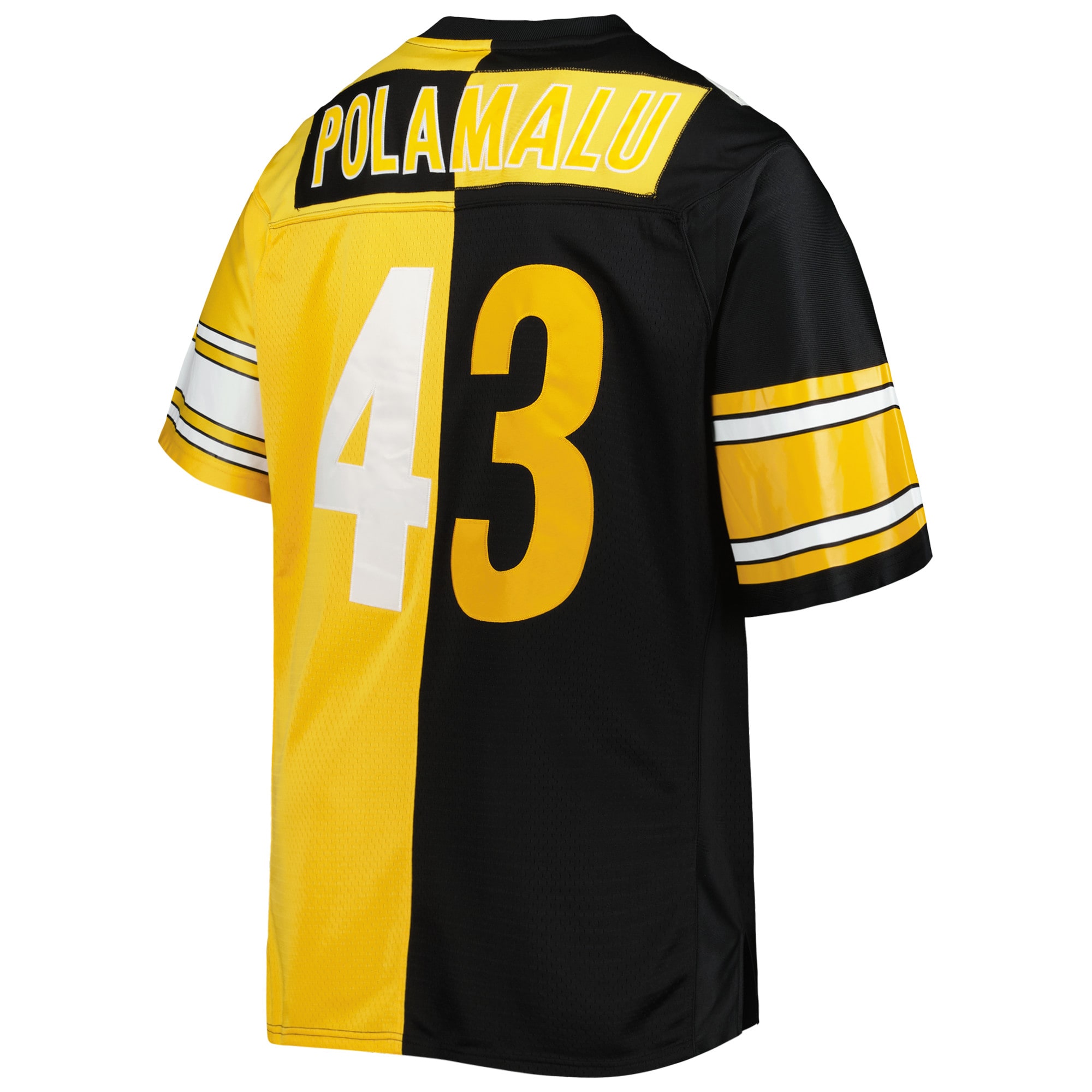 Men's Pittsburgh Steelers Troy Polamalu Mitchell & Ness Black/Gold Big & Tall Split Legacy Retired Player Jersey JS9278 nicesnker - Image 3