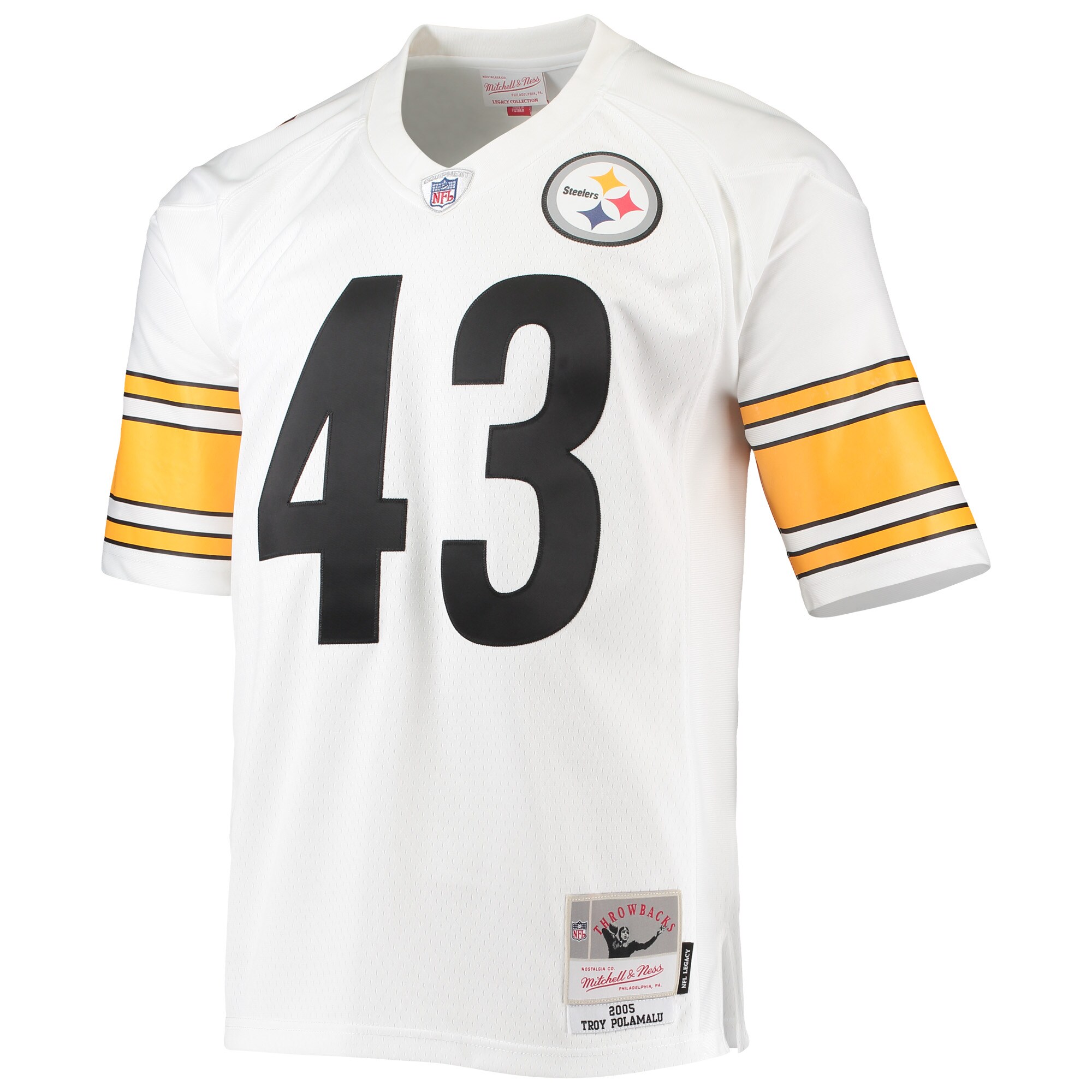 Men's Pittsburgh Steelers Troy Polamalu Mitchell & Ness White Legacy Jersey JS8218 nicesnker - Image 2