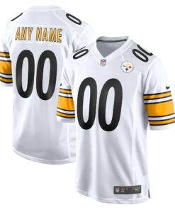 Men's Pittsburgh Steelers White Game Custom Jersey JS8094 nicesnker