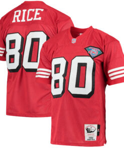 Men's San Francisco 49ers 1994 Jerry Rice Mitchell & Ness Scarlet Throwback Retired Player Jersey JS5825 nicesnker