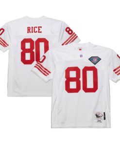 Men's San Francisco 49ers 1994 Jerry Rice Mitchell & Ness White Throwback Retired Player Jersey JS7926 nicesnker