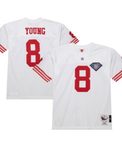 Men's San Francisco 49ers 1994 Steve Young Mitchell & Ness White Throwback Retired Player Jersey JS4282 nicesnker